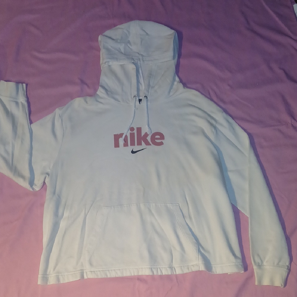 Nike White Hoodie with Pink Accents